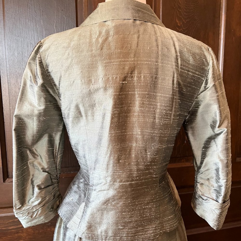 Watters Vintage Dupioni Silk Skirt Set Green Maxi Formal Mother of Bride Sz 6 - Picture 9 of 13